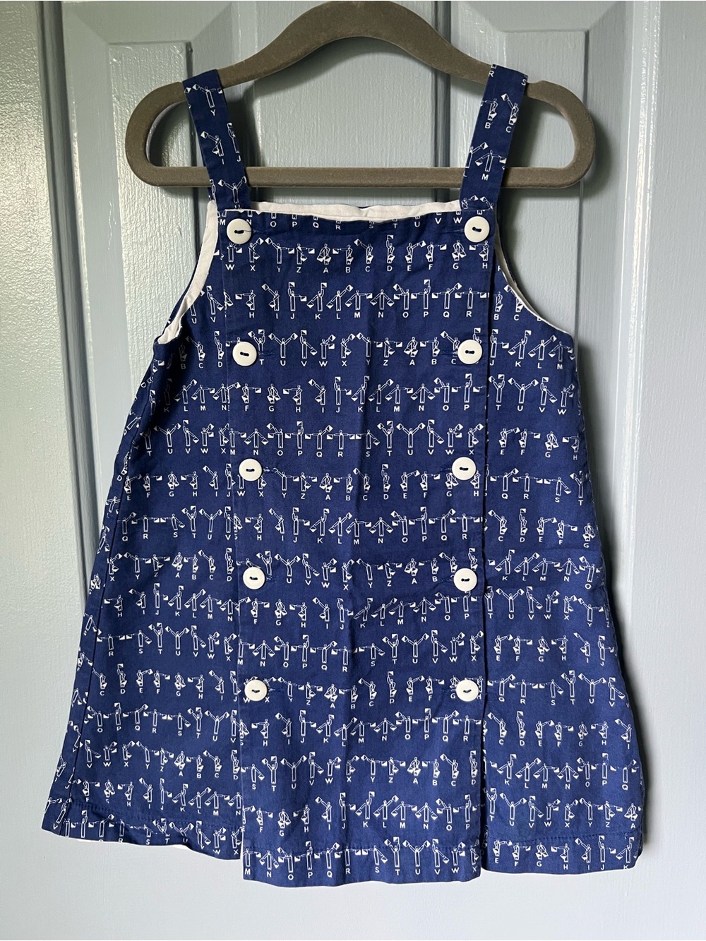 Kayce Hughes Button-Front Girls Dress with Maritime Flag Signal Print, Size 4